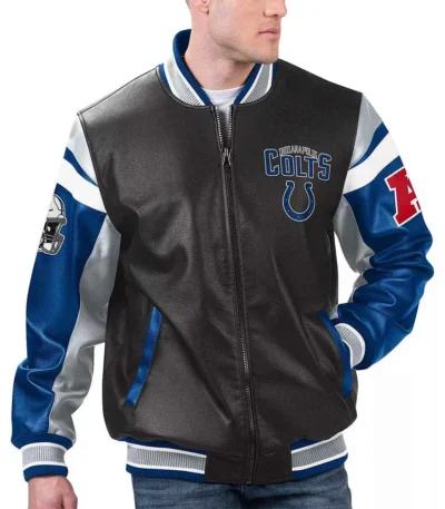 Indianapolis Colts Black Varsity Full-Zip Leather Jacket
