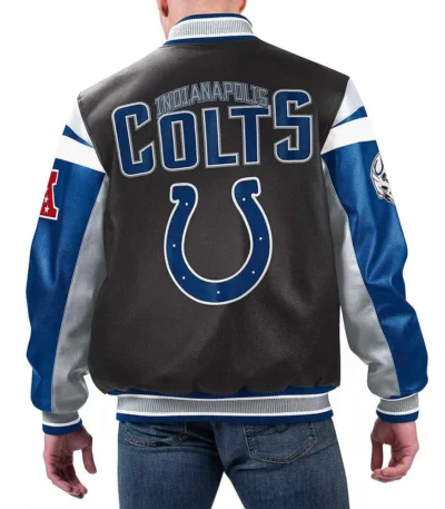 Indianapolis Colts Black Varsity Full-Zip Leather Jacket