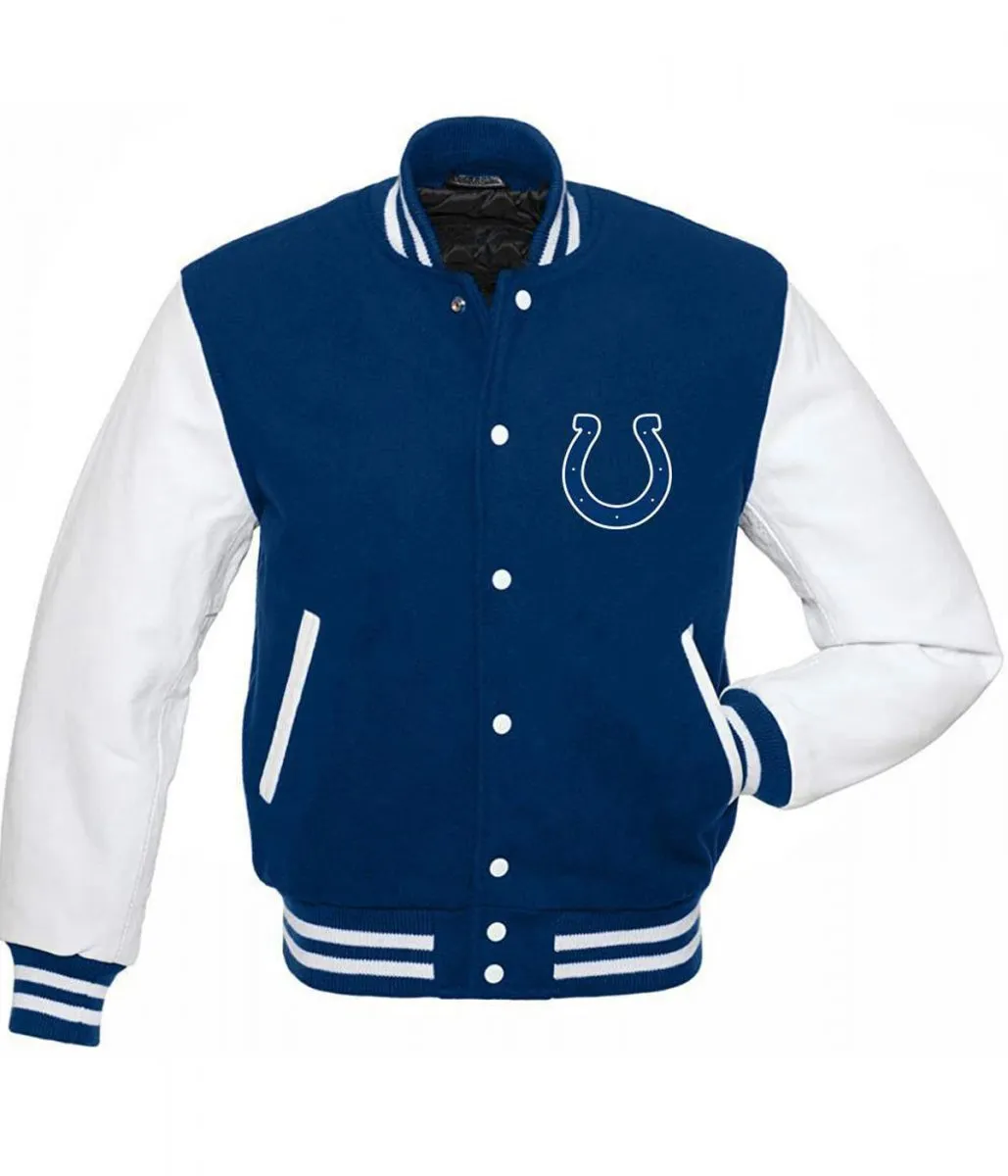 Indianapolis Colts Blue and White Letterman Jacket Indianapolis Colts Blue and White Letterman Jacket