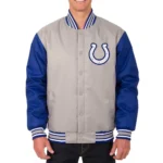 Indianapolis Colts Gray-Royal Poly Twill Varsity Jacket