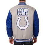 Indianapolis Colts Gray-Royal Poly Twill Varsity Jacket