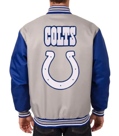 Indianapolis Colts Gray-Royal Poly Twill Varsity Jacket