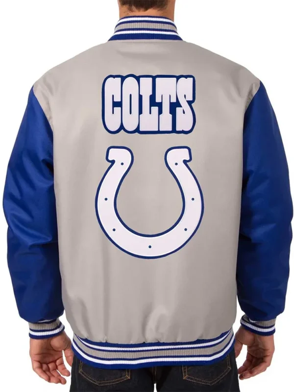 Indianapolis Colts Gray-Royal Poly Twill Varsity Jacket