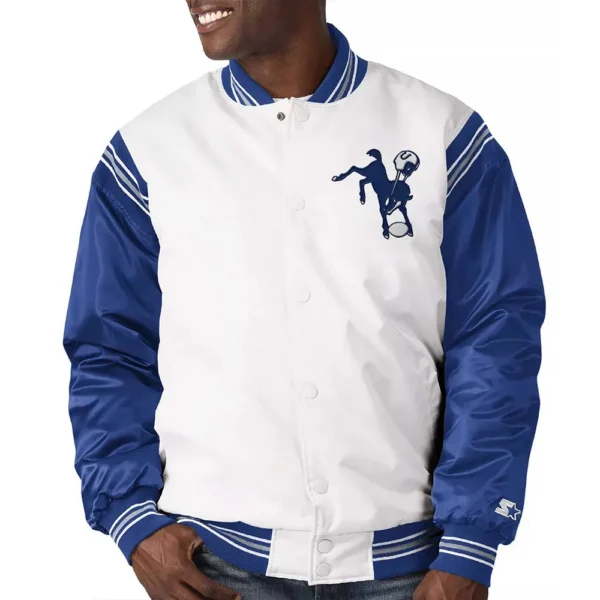 Indianapolis Colts Historic Logo Renegade Satin White-Royal Jacket