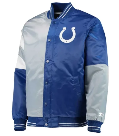 Indianapolis Colts Leader Varsity Royal-Gray Satin Jacket