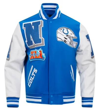 Indianapolis Colts Mashup Rib Varsity Wool-Leather Jacket