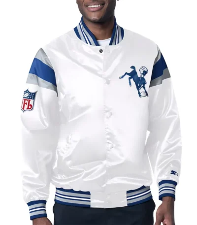 Indianapolis Colts Midweight White Satin Jacket