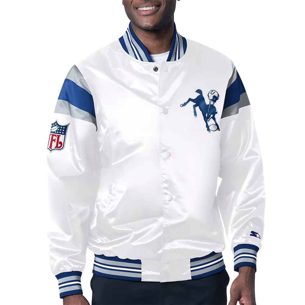 Indianapolis Colts Midweight White Satin Jacket Indianapolis Colts Midweight White Satin Jacket