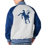 Indianapolis Colts Throwback White-Blue Varsity Satin Jacket