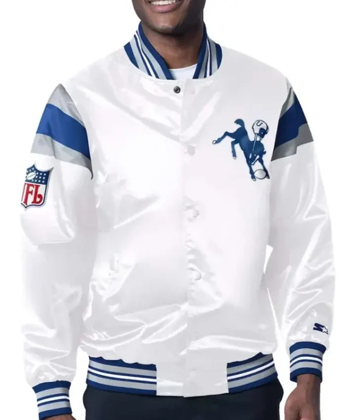 Indianapolis Colts White Satin Jacket Indianapolis Colts White Satin Jacket