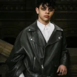 Isaac Ordonez Wednesday S02 Black Leather Jacket