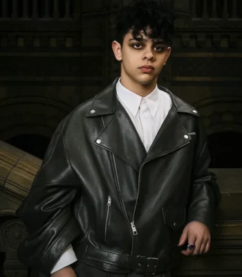 Isaac Ordonez Wednesday S02 Black Leather Jacket