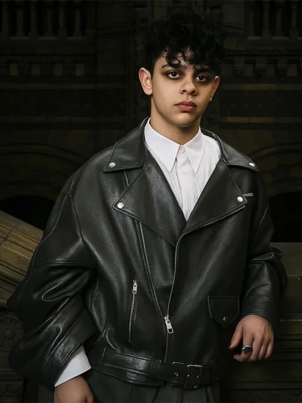 Isaac Ordonez Wednesday S02 Black Leather Jacket