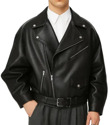 Isaac Ordonez Wednesday S02 Black Leather Jacket
