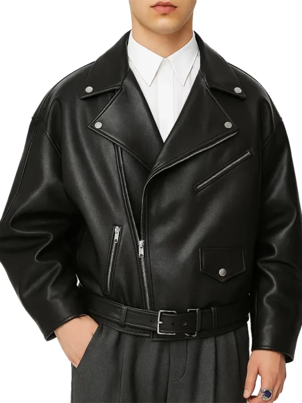 Isaac Ordonez Wednesday S02 Black Leather Jacket