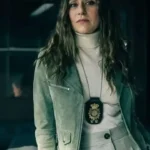 Itziar Ituño Berlin 2023 TV Series Green Leather Jacket