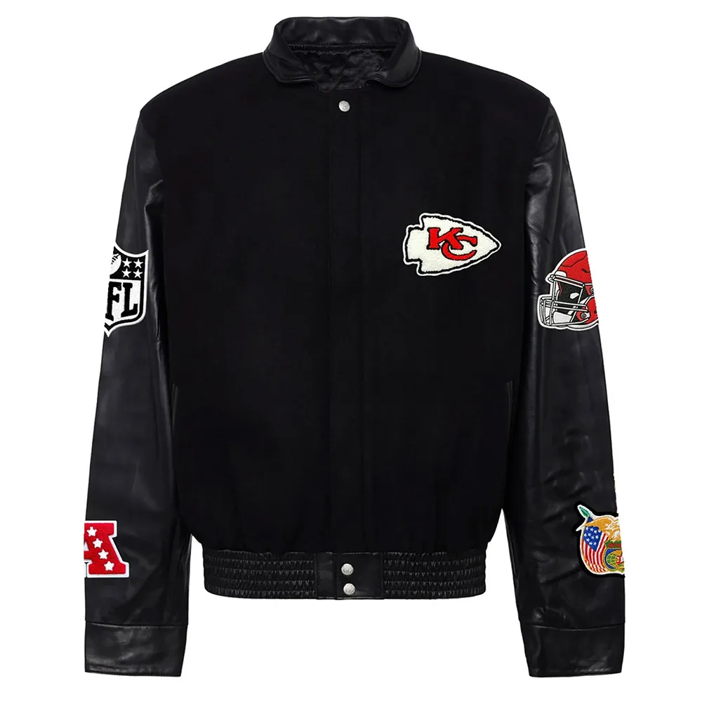 JH Kansas City Chiefs Varsity Black Jacket JH Kansas City Chiefs Varsity Black Jacket