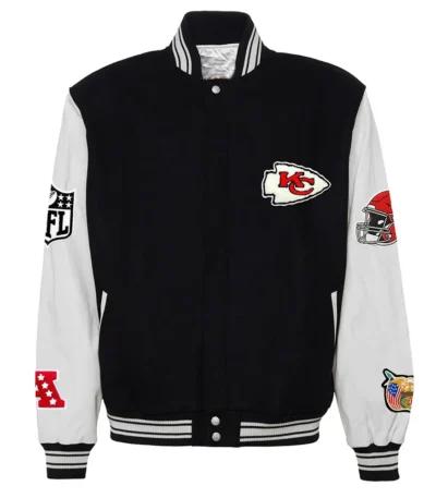 JH Kansas City Chiefs Varsity Black and White Jacket