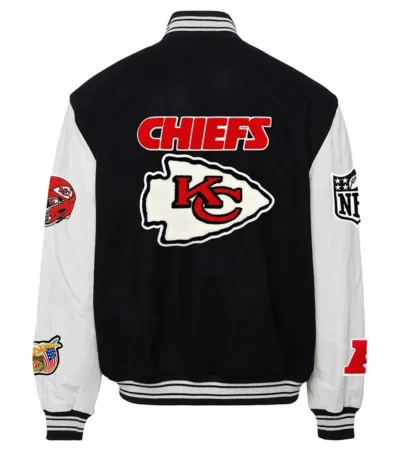 JH Kansas City Chiefs Varsity Black and White Jacket