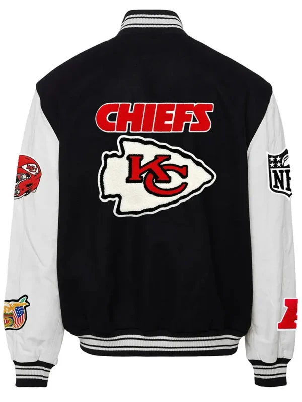 JH Kansas City Chiefs Varsity Black and White Jacket