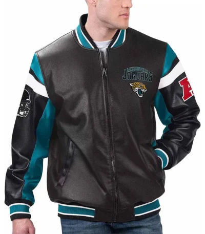 Jacksonville Jaguars Black Varsity Full-Zip Leather Jacket