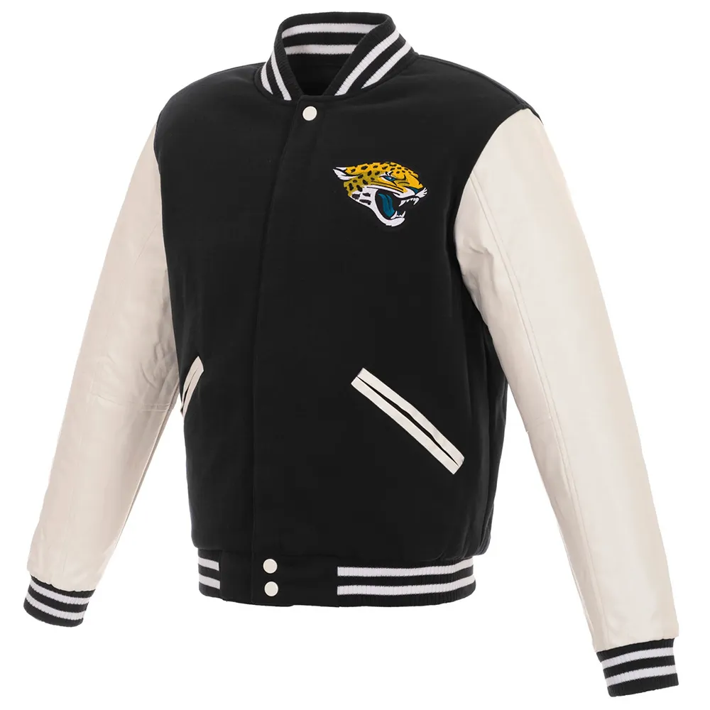 Jacksonville Jaguars Black-White Two-Tone Varsity Jacket Jacksonville Jaguars Black-White Two-Tone Varsity Jacket
