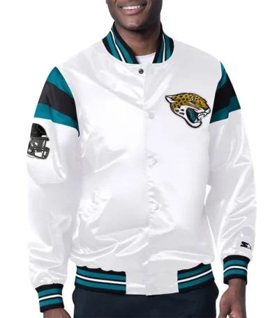 Jacksonville Jaguars Midweight White Satin Jacket