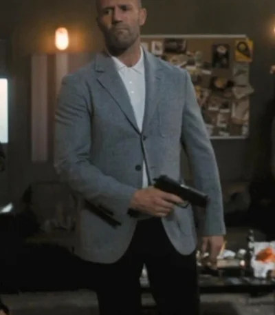 Jason Statham Wrath Of Man Grey Suiting Fabric Blazer