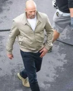 Jason Statham Wrath of Man Beige Bomber Jacket