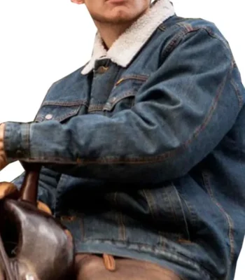 Jefferson White Yellowstone Denim Blue Trucker Jacket