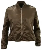 Jennifer Connelly Top Gun Maverick Satin Cropped Bomber Jacket