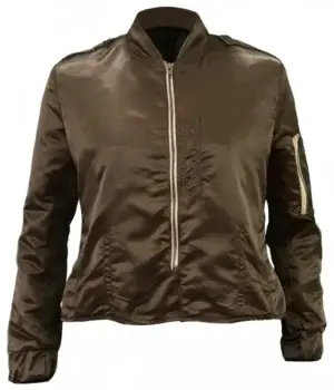 Jennifer Connelly Top Gun Maverick Satin Cropped Bomber Jacket