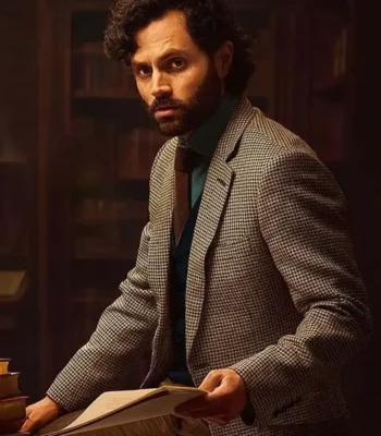 You S04 Penn Badgley Checkered Blazer