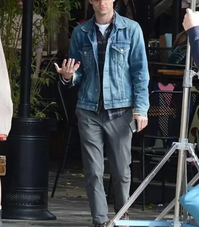 You Penn Badgley Blue Trucker Jacket