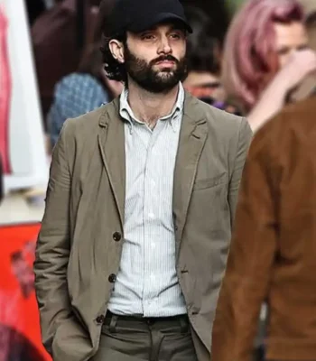 You S04 Penn Badgley Grey Blazer