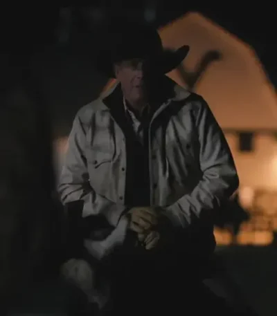 Yellowstone S05 John Dutton Cream White Cotton Jacket