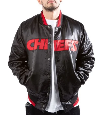 Kansas City Chiefs Black Satin Jacket