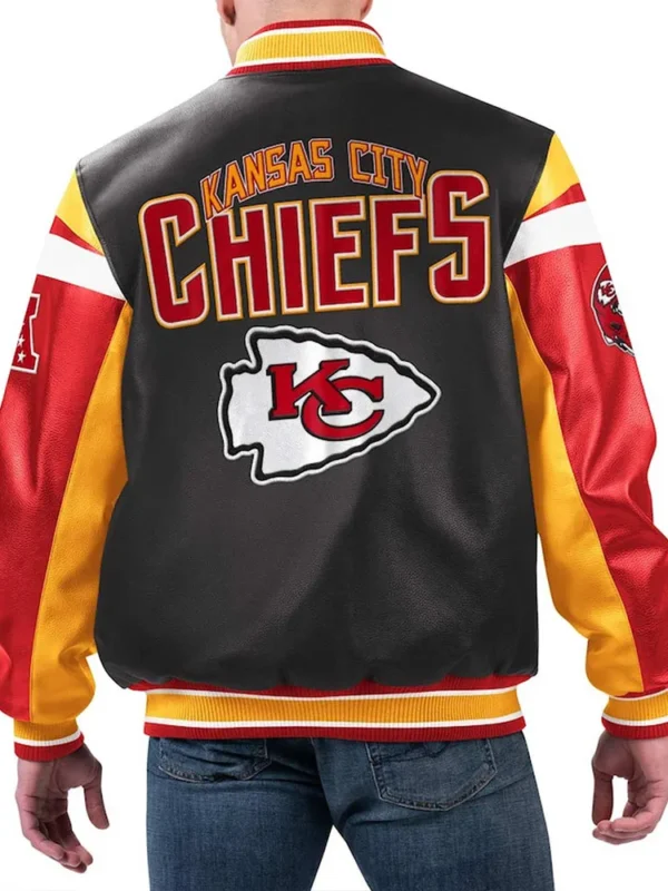 Kansas City Chiefs Black Varsity Full-Zip Leather Jacket