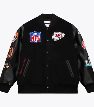Kansas City Chiefs Blackout Vintage Logo Varsity Jacket