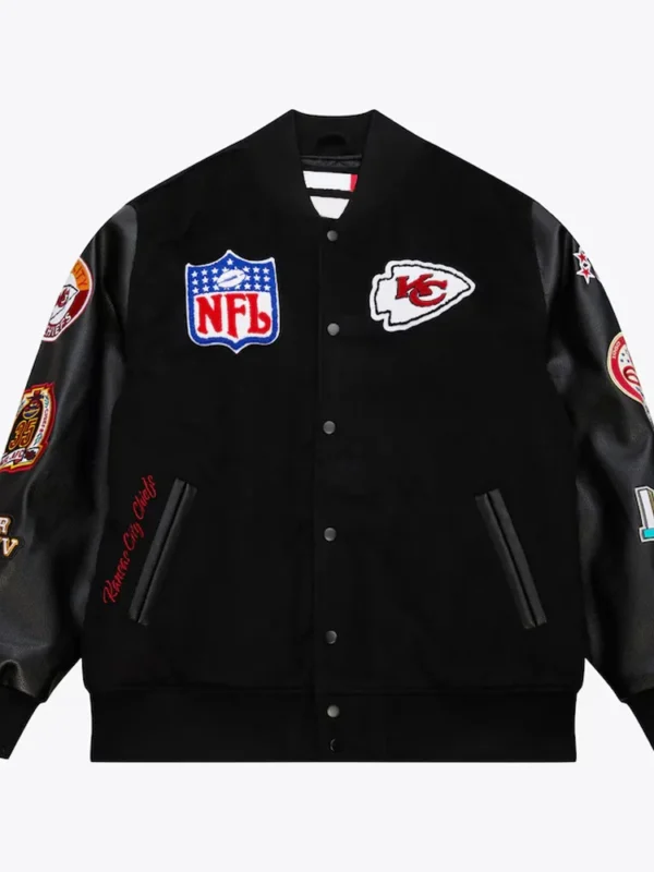 Kansas City Chiefs Blackout Vintage Logo Varsity Jacket