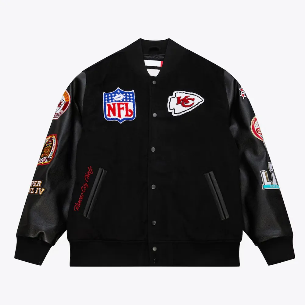 Kansas City Chiefs Blackout Vintage Logo Varsity Jacket Kansas City Chiefs Blackout Vintage Logo Varsity Jacket
