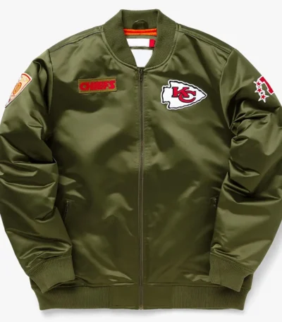 Kansas City Chiefs Bomber Green Satin Jacket