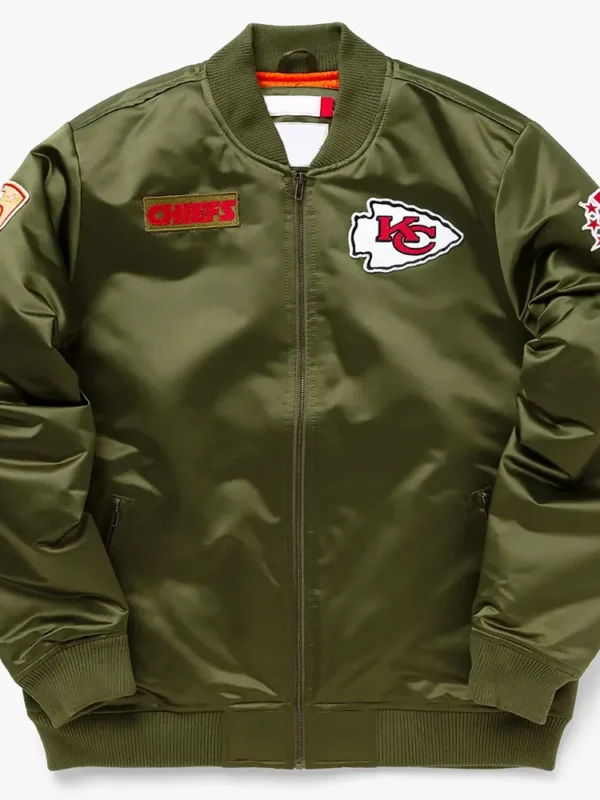 Kansas City Chiefs Bomber Green Satin Jacket