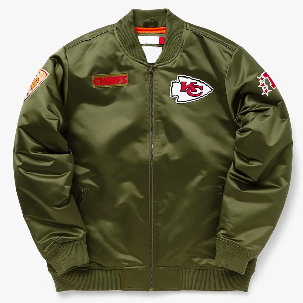 Kansas City Chiefs Bomber Green Satin Jacket Kansas City Chiefs Bomber Green Satin Jacket