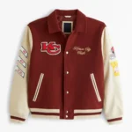 Kansas City Chiefs Burgundy and Off White Varsity Jacket