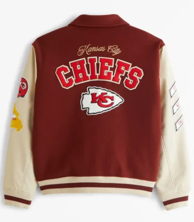 Kansas City Chiefs Burgundy and Off White Varsity Jacket