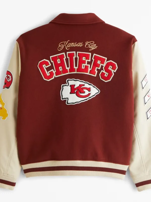 Kansas City Chiefs Burgundy and Off White Varsity Jacket