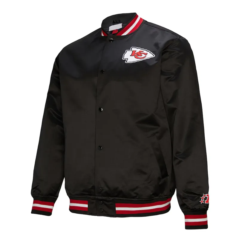 Kansas City Chiefs Double Down Black Satin Jacket Kansas City Chiefs Double Down Black Satin Jacket