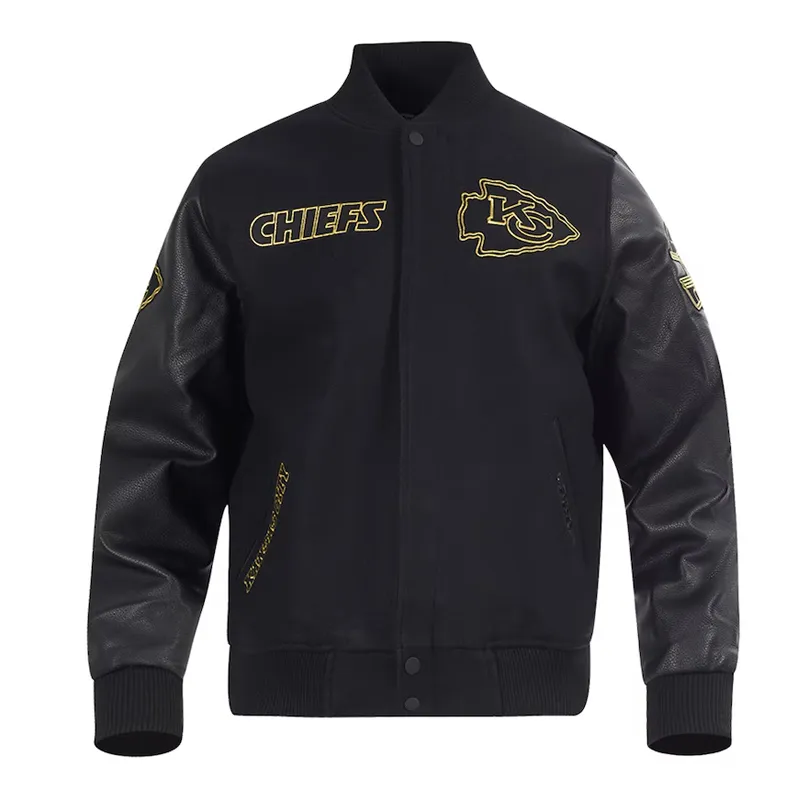 Kansas City Chiefs Full-Zip Black Varsity Jacket Kansas City Chiefs Full-Zip Black Varsity Jacket