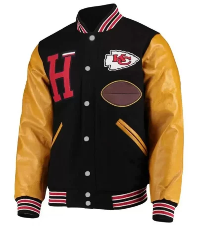 Kansas City Chiefs Letterman Gold and Black Jacket